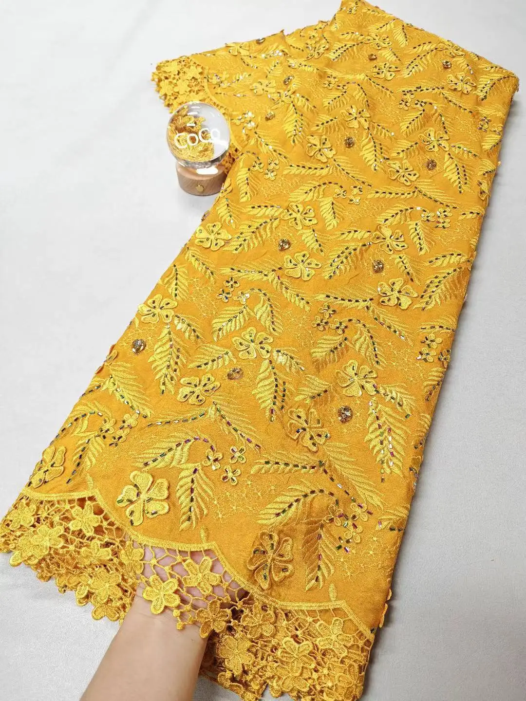 

High-Quality Nigerian Tulle Lace Fabric for Wedding Dress Embroidery Sewing Sequins Party Guipure Chiffon 5Yard 2025 XL132