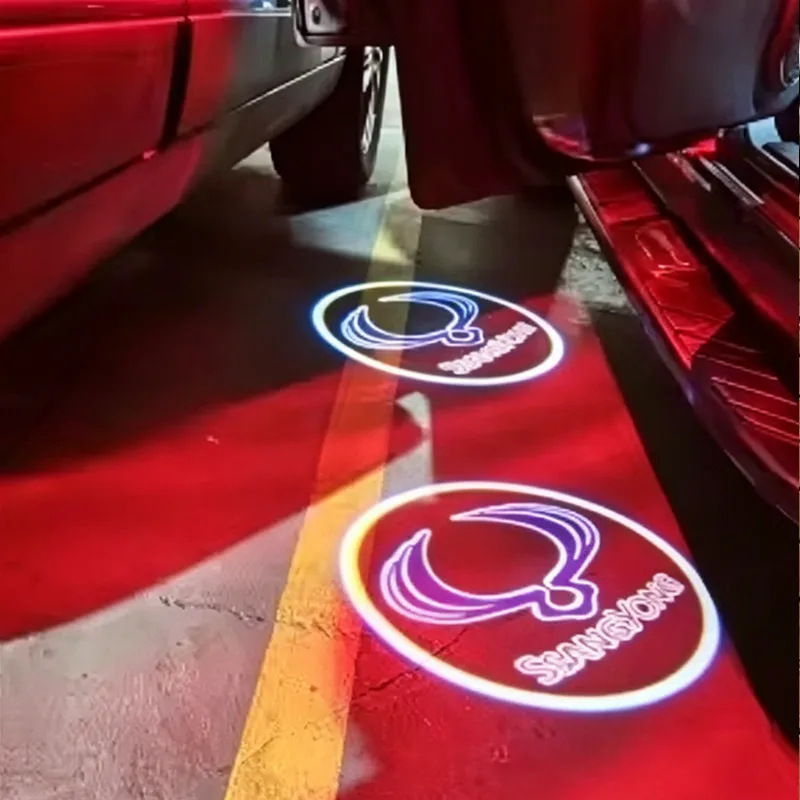 2pcs LED Car Door Logo Light Ghost Shadow Welcome Lamps For Ssangyong Rexton 2 Tivolan Musso Tivoli Kyron Actyon Sport Korando