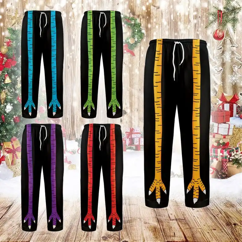 Men's and Women's Fun Paw Print Pajamas 3D Animal Leg Printed Casual Pants Colorful Christmas Pajamas Holiday Gifts