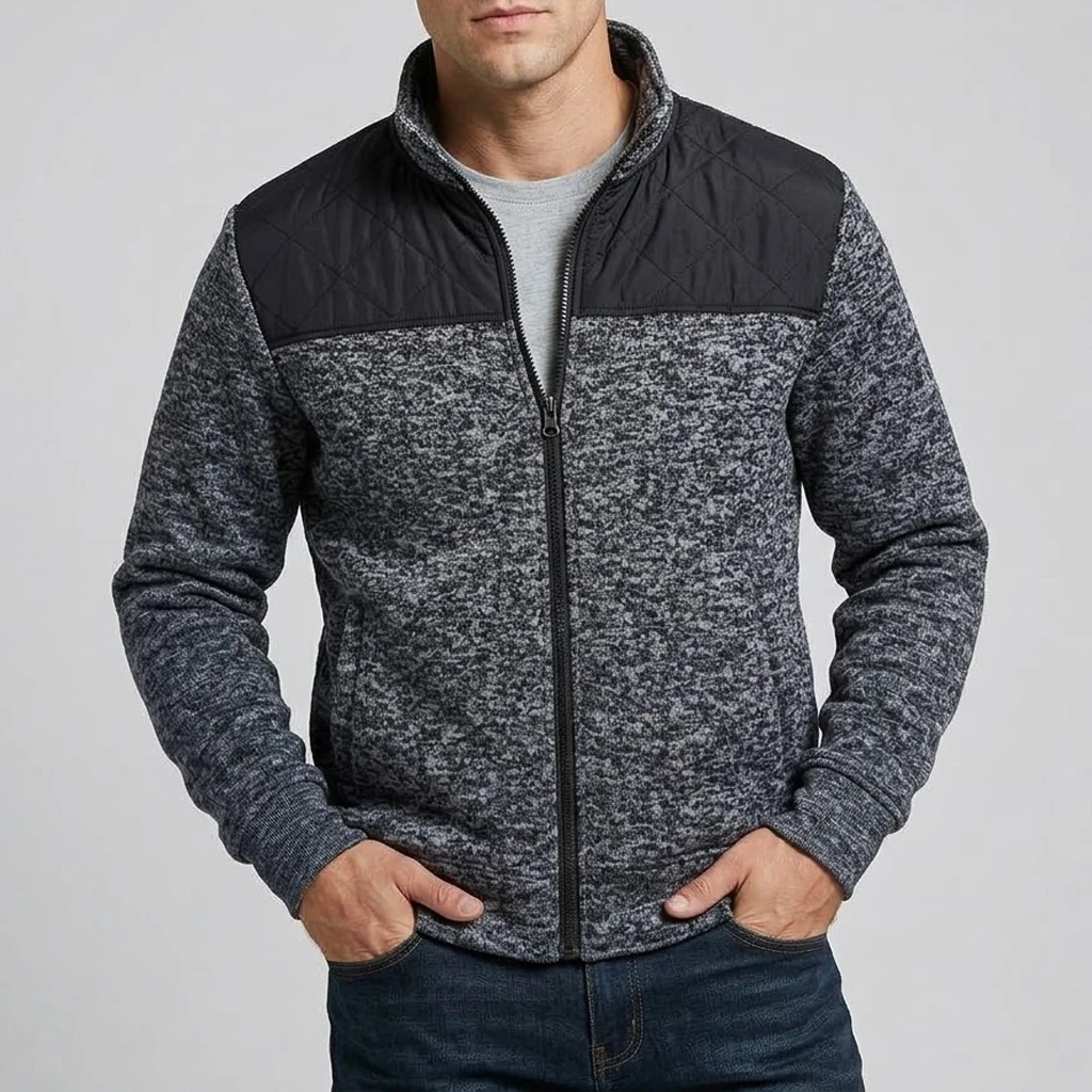 Herbstliche Herren-Fleecejacke, lässiger Stil, durchgehender Reißverschluss, Stehkragen, Sweatshirt, warme Winter-Thermo-Cardigan-Jacke, Oberbekleidung mit Taschen, Oberteile. – Detail 8