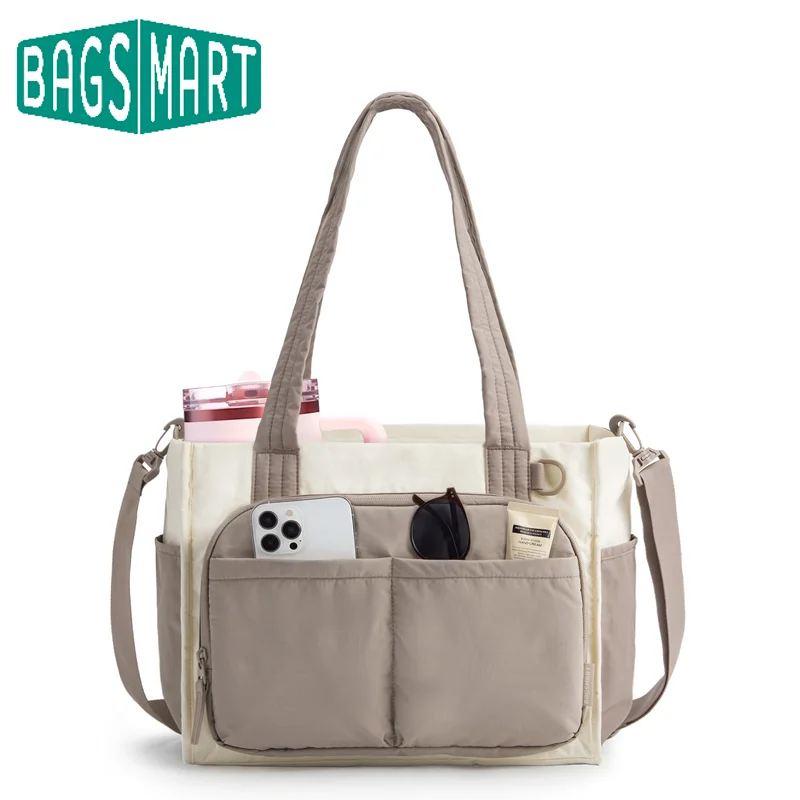 BAGSMART Large Capacity Tote Bag College Student Commuting Carrying Bag Portable Travel Crossbody Bag for Women