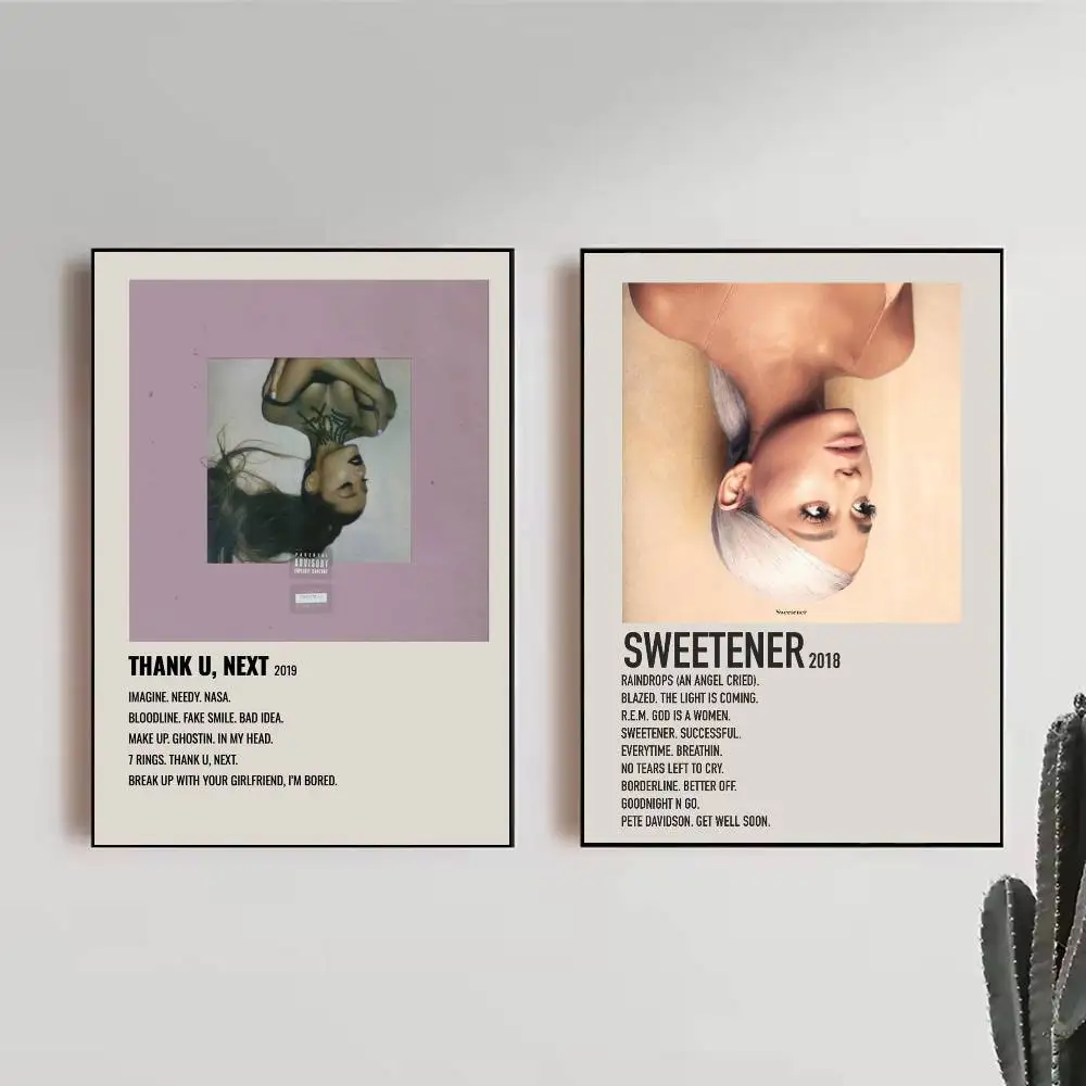 Ariana Grande 'Thank U, Next' Album Cover Poster Sticker Print Waterproof Wall Art For Living Room Bedroom Home Decor