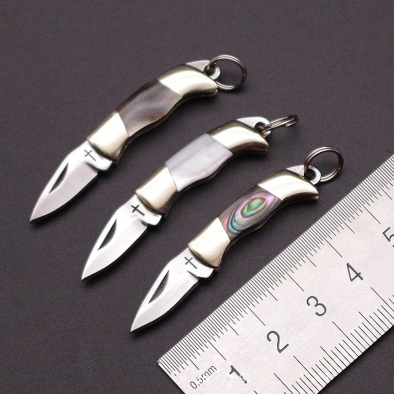 Shell Brass Knife Carry Courier Knife You Can Hang Keychain Mini Folding Knife, Easy To Carry A Good Gift For Friends And Family