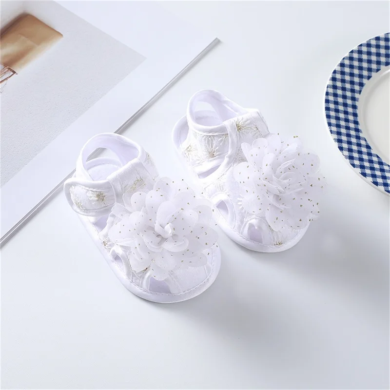 Sandales d\'été à fleurs pour bébés filles, chaussons ronds, semelle souple, CPull Prewalker