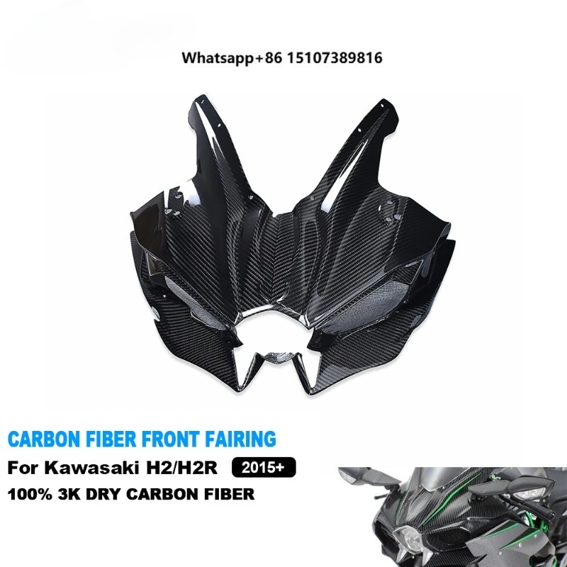 

Full 3K Dry Carbon Fiber Motorcycle Front Headlight Fairing for Ninja H2 H2R 2015-2026