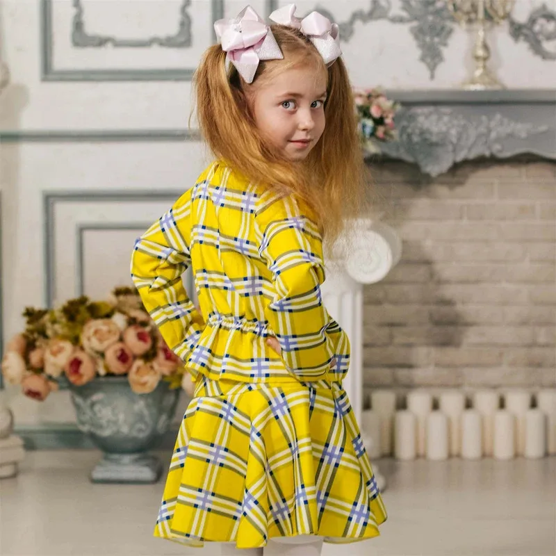 ليلي 123 المراهقات جاهل شير Horowitz زي 2 قطعة الزي فيلم أليسيا سيلفرستون كرنفال حفلة عيد ميلاد منقوشة فستان