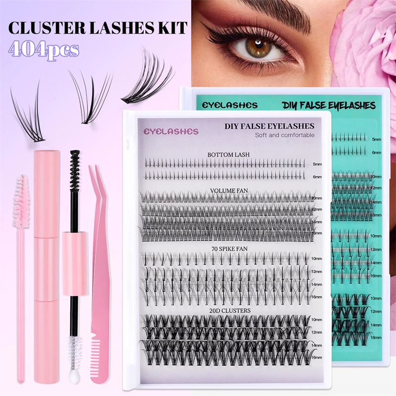 404 clusters/Boxes DIY persistent curling Not easy to fall off  natural look segment eyelash kit