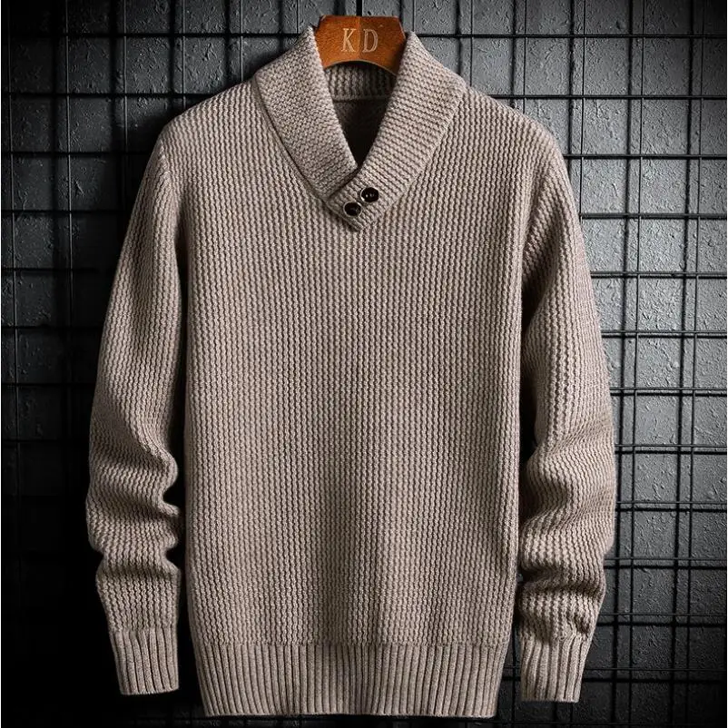 Suéteres de punto con cuello en V para hombre, ropa de marca, Jersey ajustado de manga larga, moda informal, Otoño e Invierno