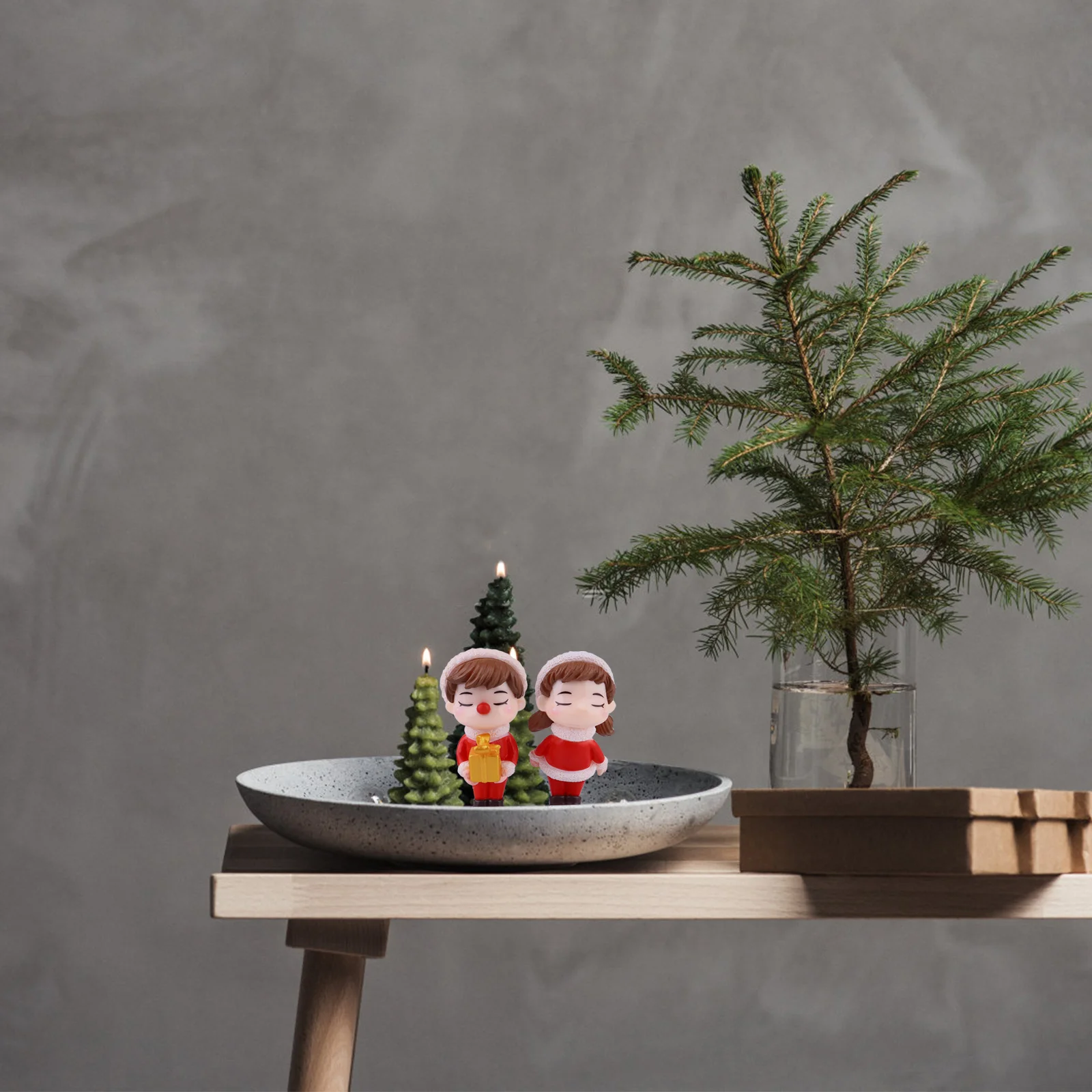 

4Pcs Mini Christmas Couple Resin Decor for Micro Landscaping Creative Desktop Ornament for Home Office Garden Display Resin