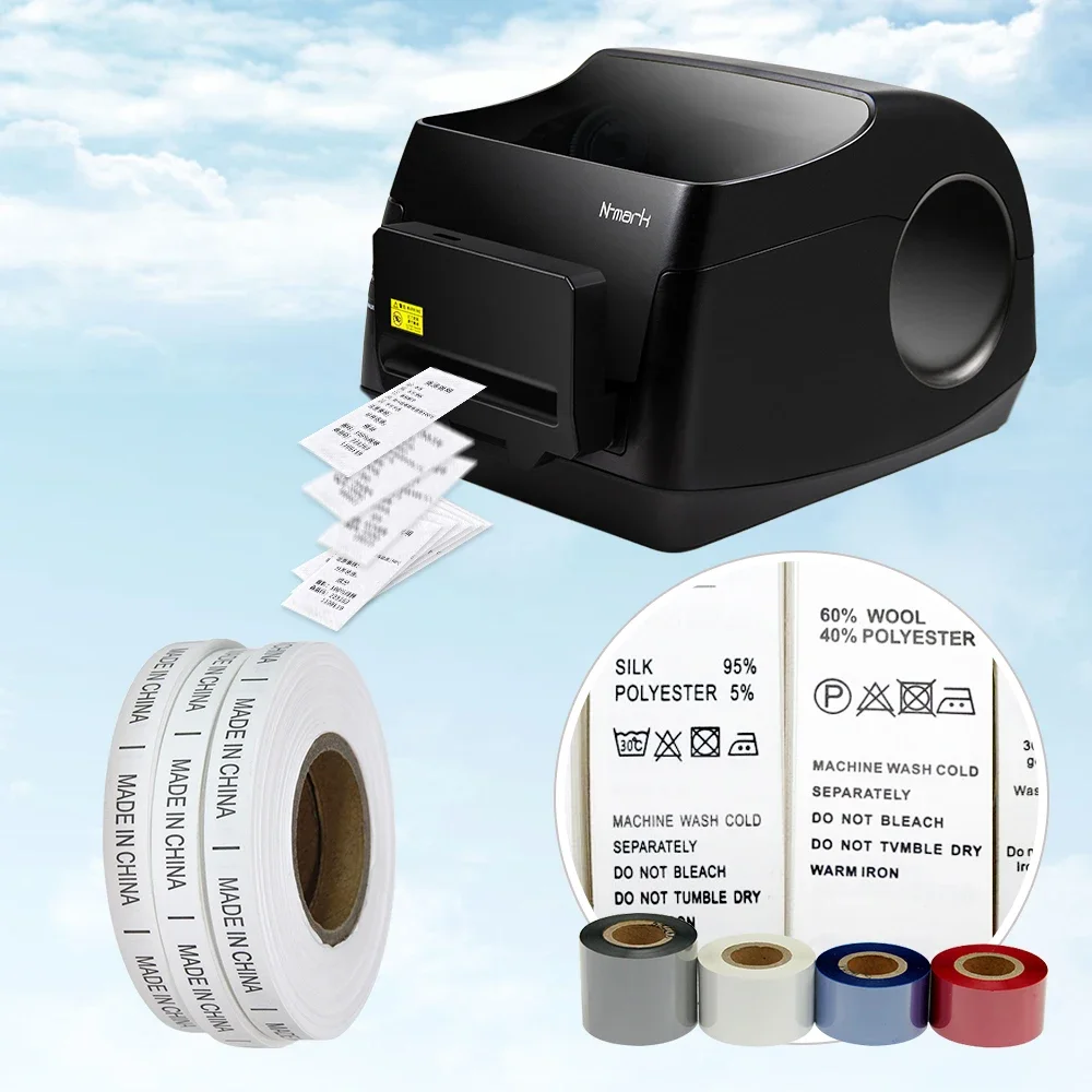 N-mark fabric care label printer for wash care clothing label printing mini taffeta ribbon printer machine