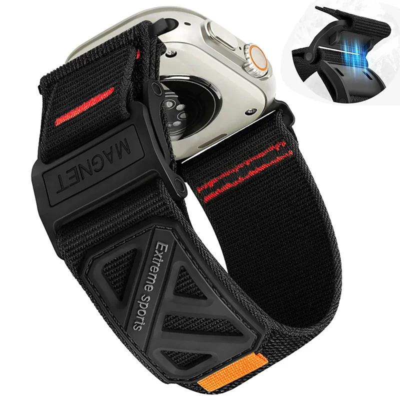 

Магнитные ремешки для Apple Watch 46 мм 42 мм 44 мм 45 мм 49 мм 40 мм 41 мм Нейлоновый спортивный браслет iWatch ultra 2 series 10 9 8 7 se Band