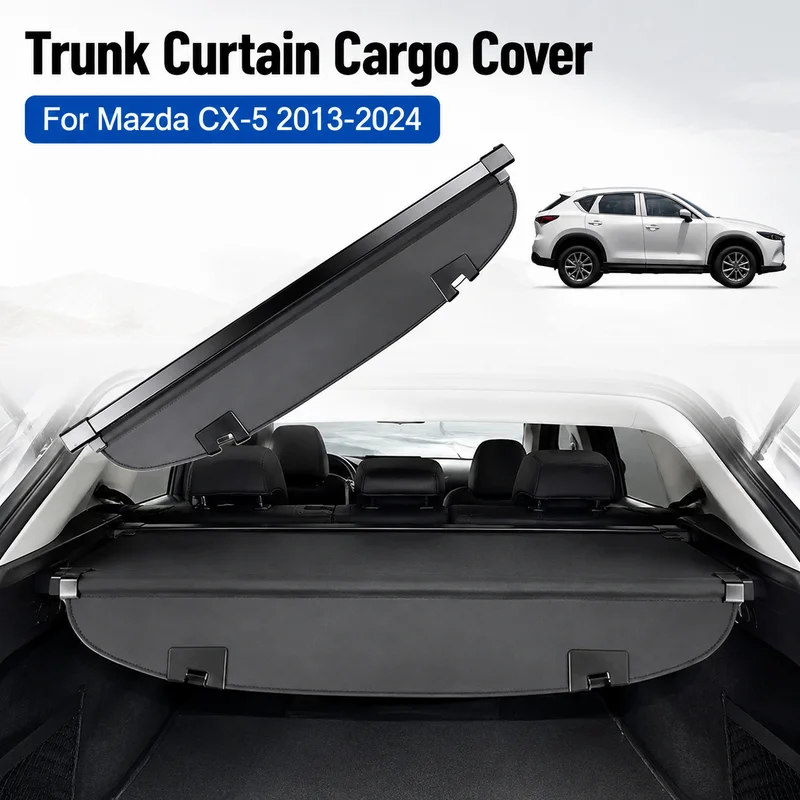 Auto Trunk Curtain Organizer Cover For Mazda CX-5 2013-2024 Car Cargo Cover Trunk Rear Rack Luggage Storage Privacy Waterproof