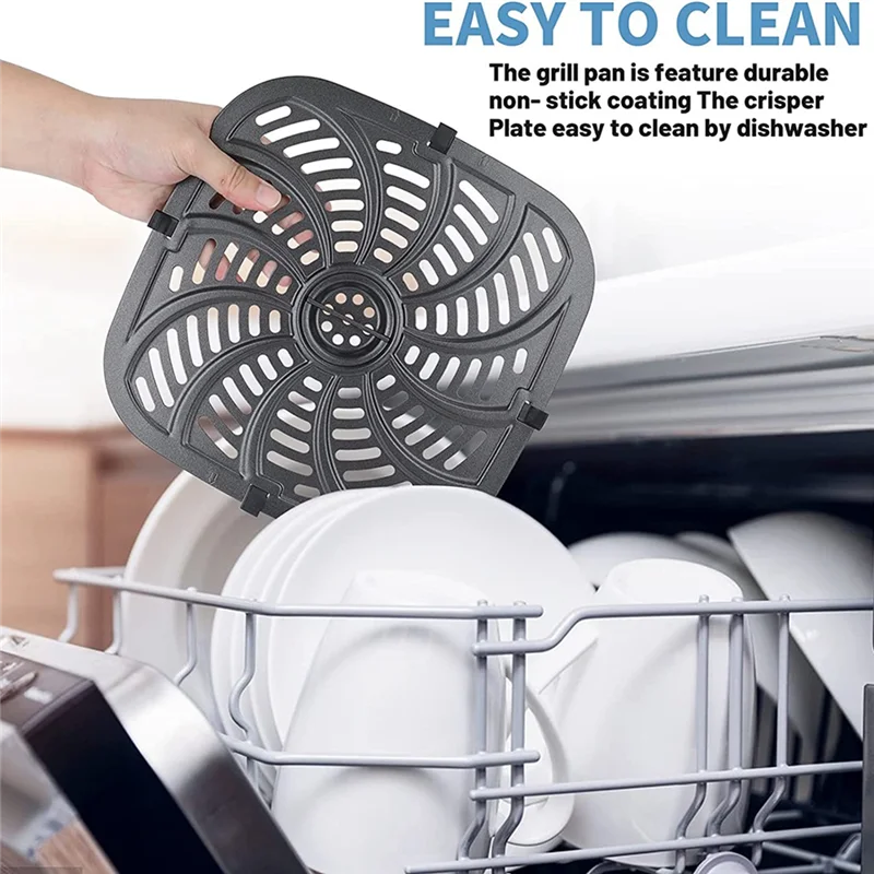 High-end Air Fryer Replacement Grill Pan, Air Fryer Accessories for Chefman RJ38-SQSS-8T-D, 8QT Nonstick Removable Grill Pan