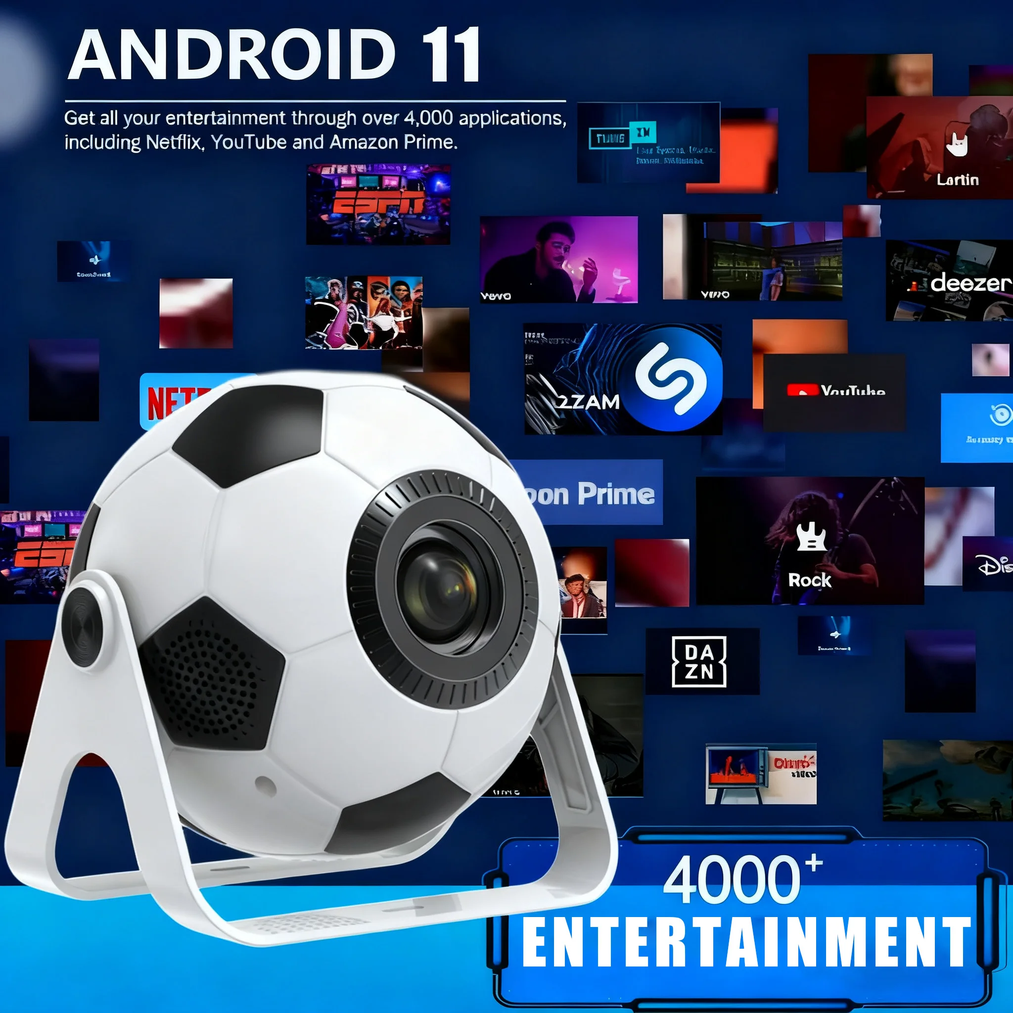 BL361 Football LCD Smart Projector Android 11 BT5.2 Wifi6 4K HD Native 720P Special Edition Projector  Fashion Gift Home Theater