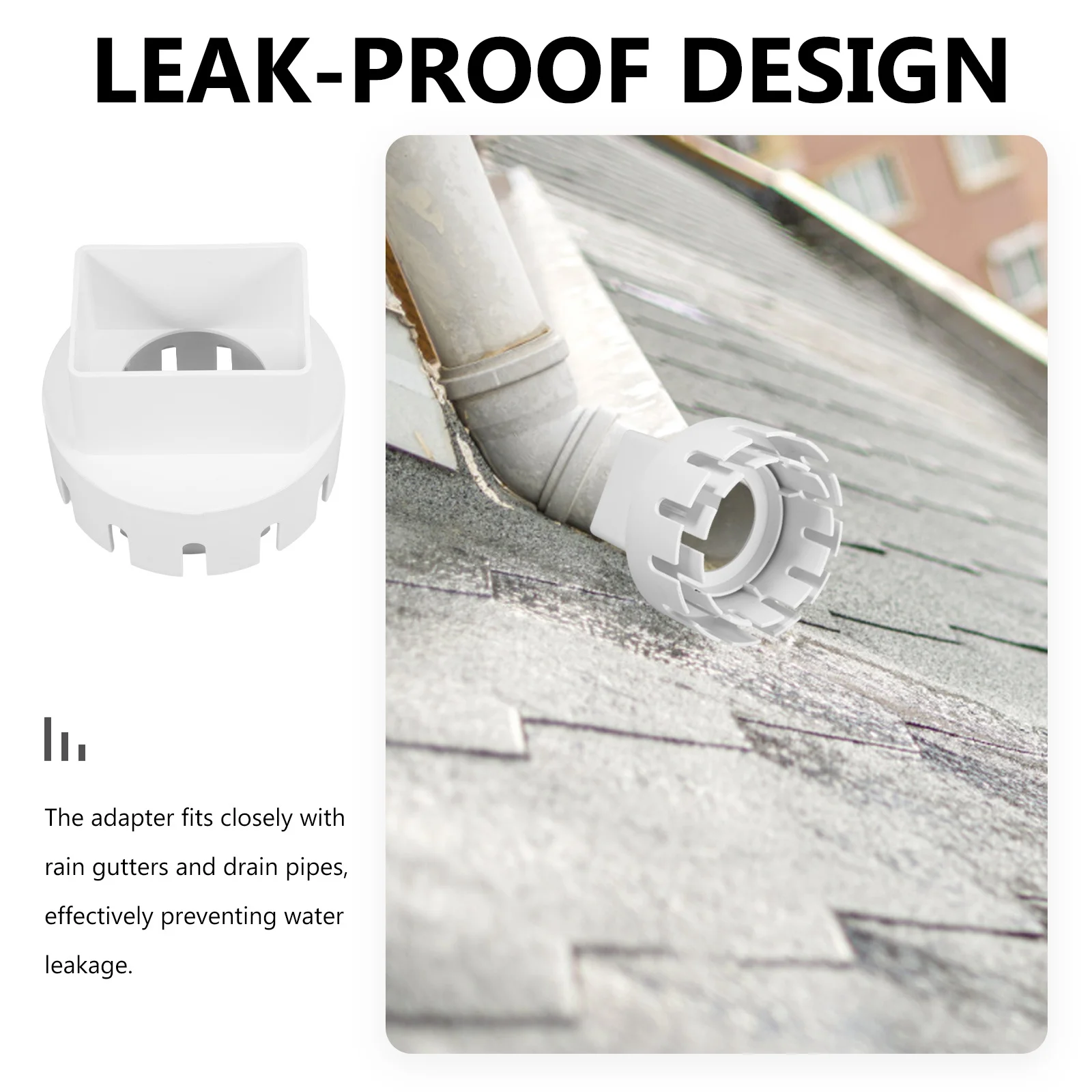 

Sturdy Rain Pipe Connector Practical Adapter for Downspout Gutter Drain Easy Installation Plastic Rain Pipe Connector
