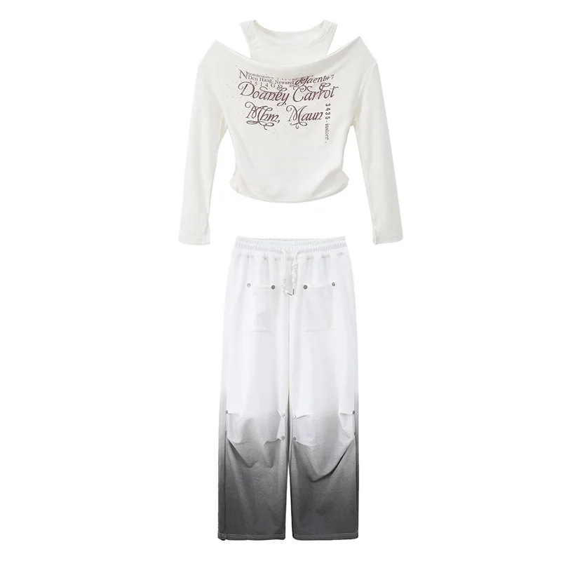 Mädchen Hip Hop Dance Kostüm Langarm Top Weiß Hosen Anzug Kinder Moderne Jazz Dance Performance Kleidung Kinder Straße Tragen