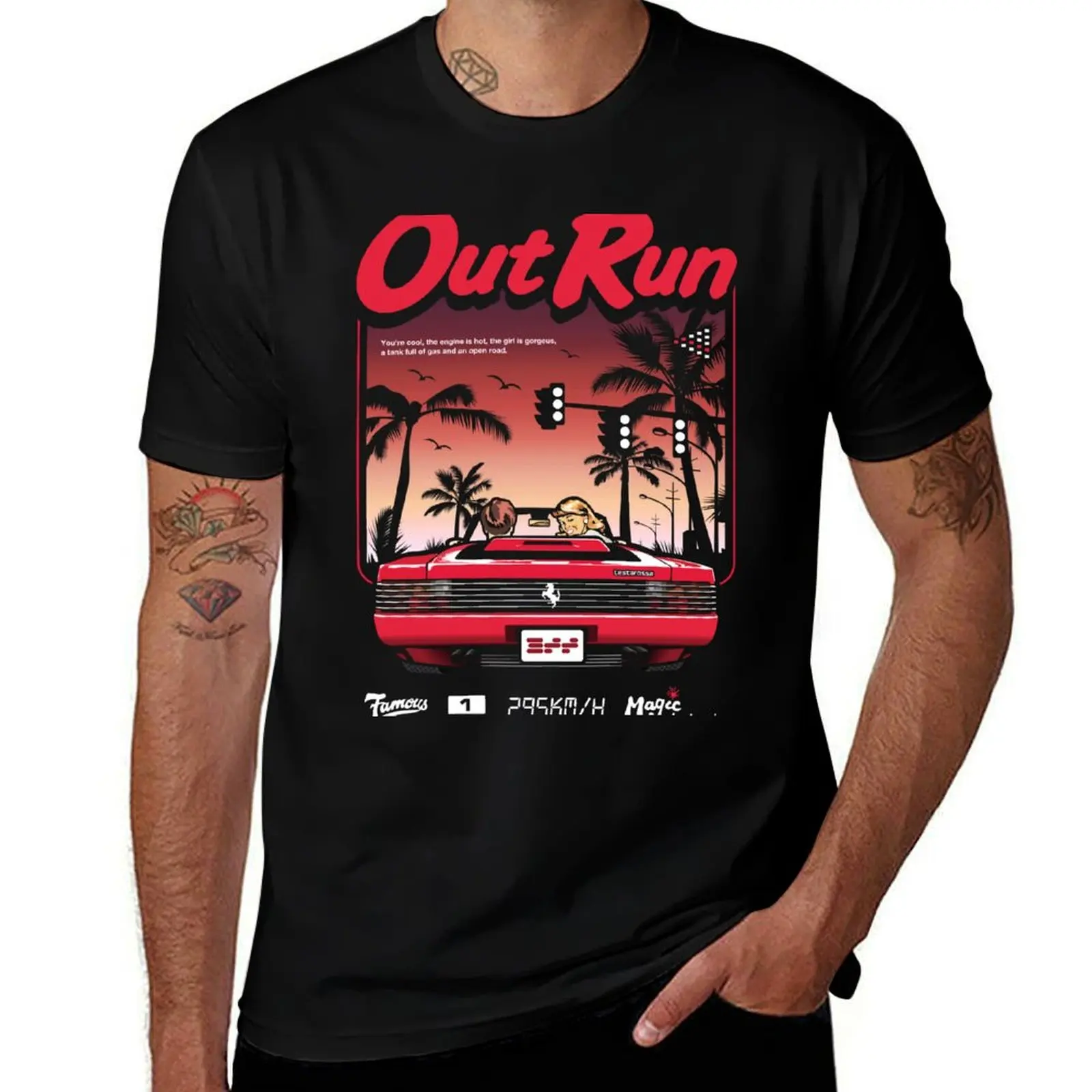 Out Run Retro Arcade Vintage T-Shirt Sports Casual Short Sleeve Cotton Tee T-Shirt