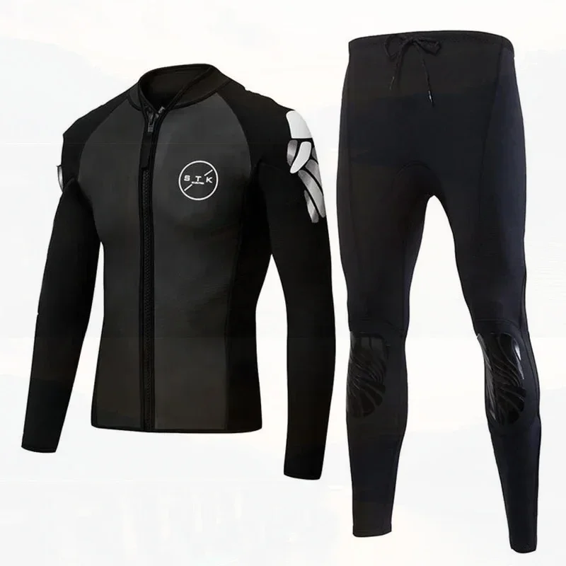 

2mm Men's Two-piece Dive Clothes Camouflage Neoprene Jacket Long Sleeve Surfing Snorkeling Wetsuit Keep Warm Pants Split Suit