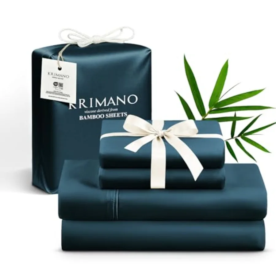 King Size Sheet Set Viscose Bamboo Sheets for Bed Set 100% Viscose Derived from Bamboo Hotel Luxury Silky and Cooling for Hot S