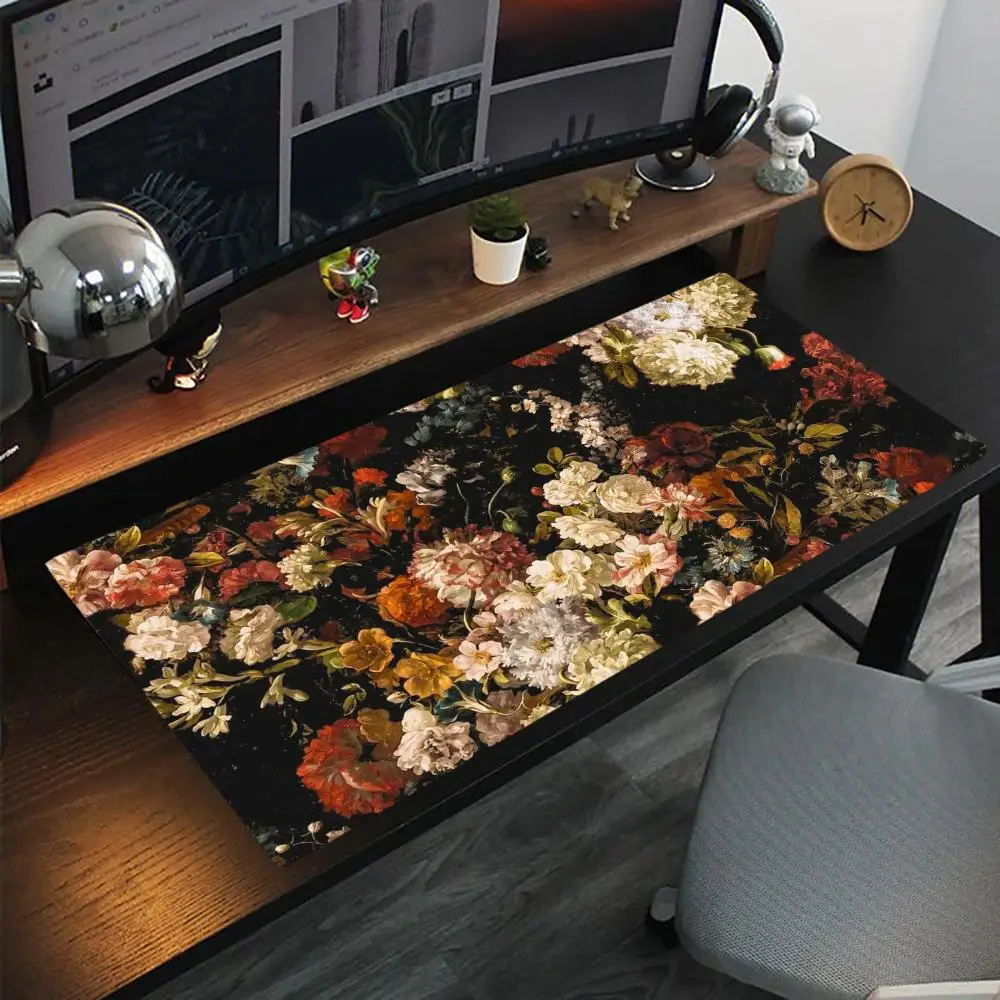

Flowers in the Dark NightMouse Pad Oversized lock edge mouse pad for gaming computer keyboard and desk
