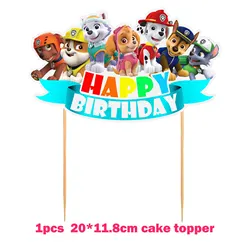 Paw Patrol Cartoon Cake Toppers para Crianças, Cupcake Toppers, Decorações De Bolo, Decoração De Festa De Aniversário