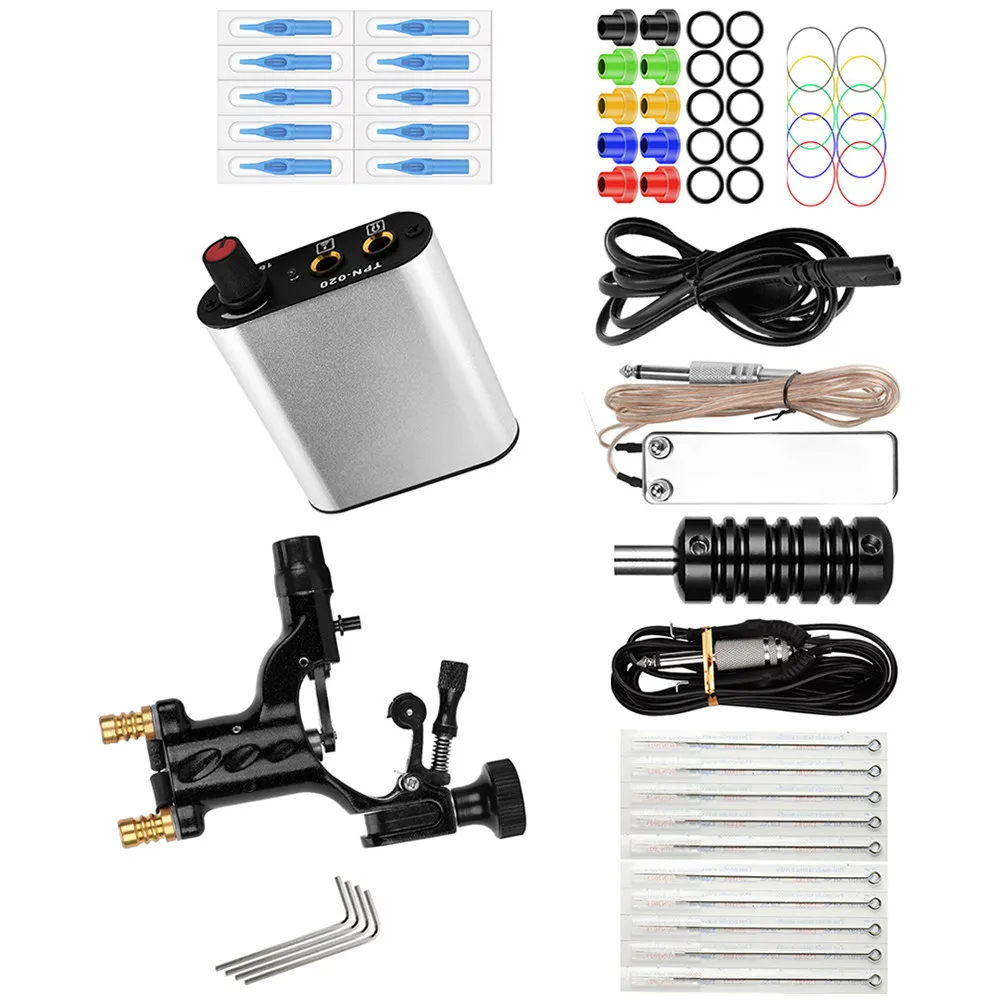 

Набор для татуировок: профессиональная роторная машинка, портативная, легкая, стабильная, с прочными иглами, надежными материалами и высокой производительностью.