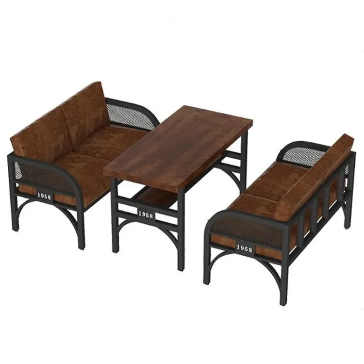 

Industrial wind clear bar bar sofa booth restaurant barbecue hot pot restaurant retro wrought iron tavern commercial table and c