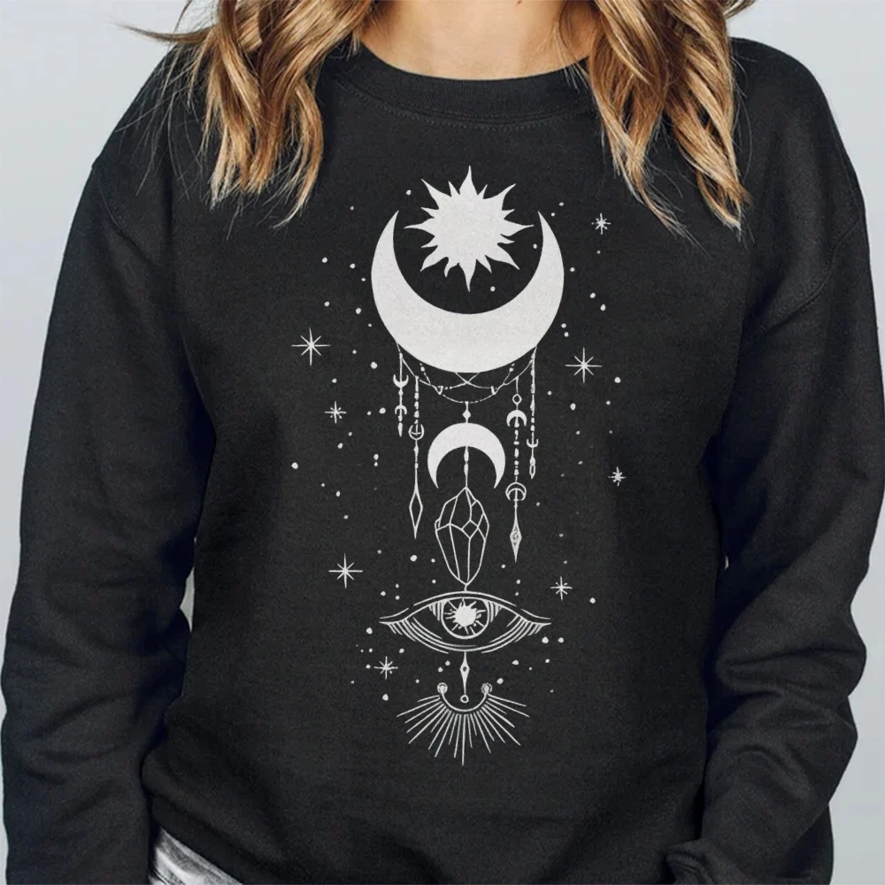 

Толстовки с лунным принтом, модные повседневные толстовки с круглым вырезом и длинными рукавами, женская осенне-зимняя свободная удобная одежда