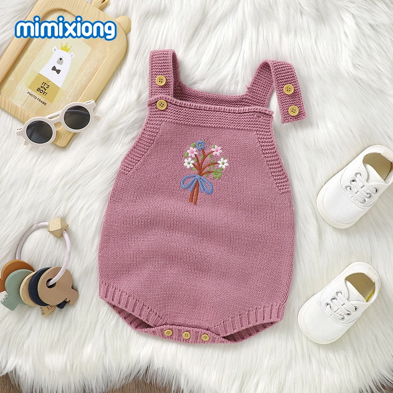 Baby Clothes Infant Boy Girl Bodysuits Spring Fall Floral Embroideried Newborn Netural Sleeveless Onesie 0-18m Toddler Jumpsuits