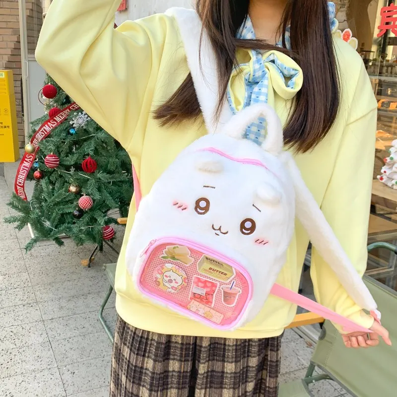 

Women Cute furry backpack girl cartoon plush small schoolbag