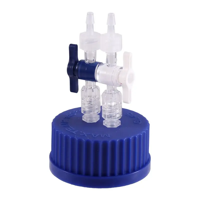 

ALIM-Blue GL45 Safety Cap Feeding Buffer Cover Fermentation Reactor Tank Sampling Waste Liquid Bottle Cap With Switch Valve