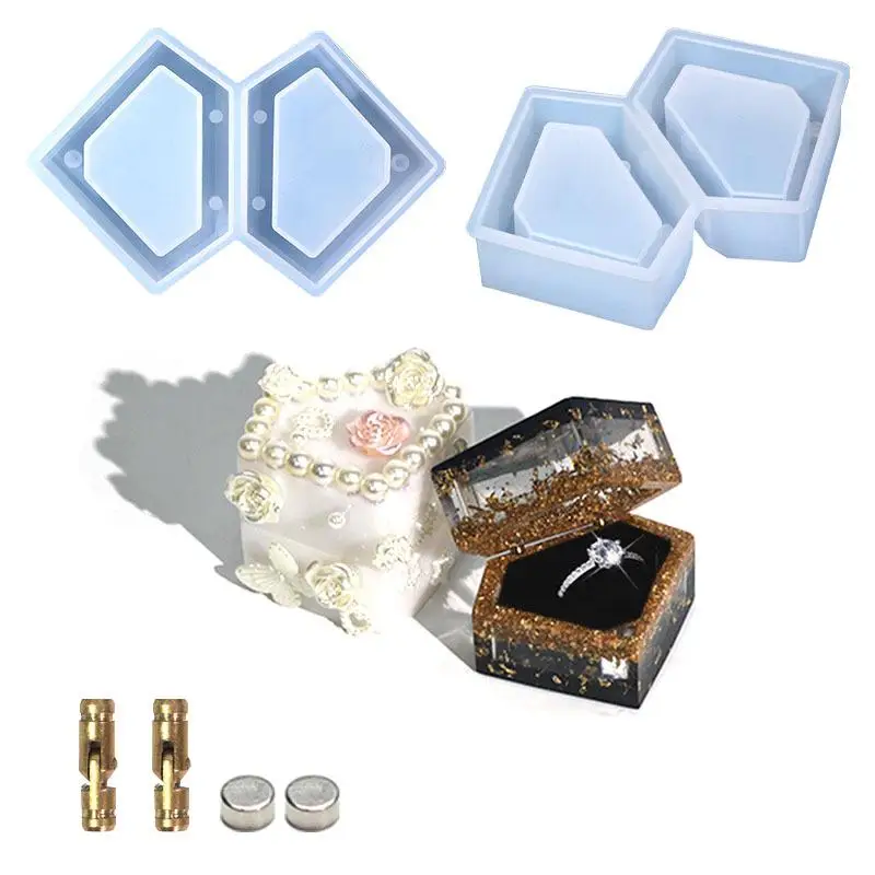 Diamond Ring Box Silicone Mold Square Display Storage Box Making Tool Mold DIY Jewelry Crystal Epoxy Resin Casting Mold