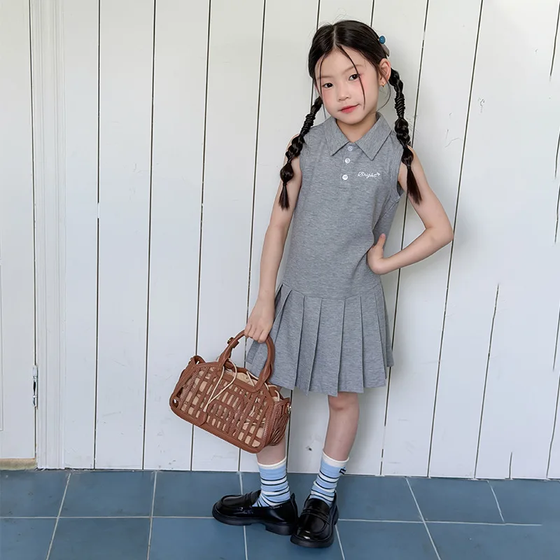 Girls Summer Cool Breathing Hole 3D Breathable Non Stuffy Non Sticky Dry Crisp Lapel Skirt