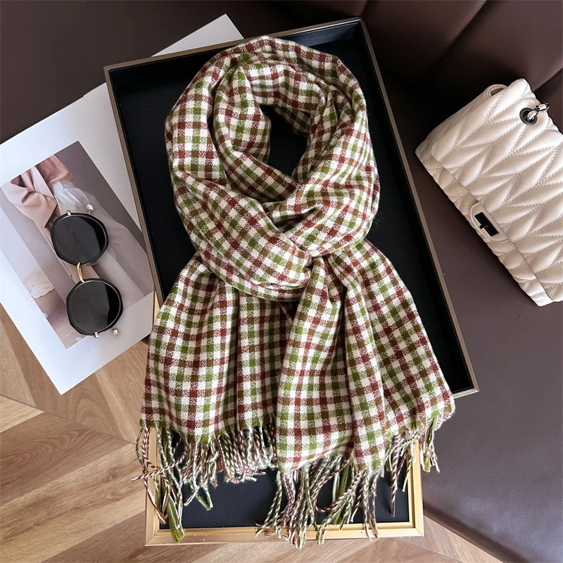 2024 Fashion New Classic Cashmere Plaid Warm Shawl Winter Versatile Tassel Women Scarf Pashmina Wrap Neckerchief