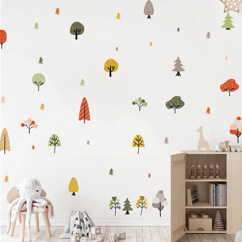 Creative nordic style woodland forest stickers kids room living room decoration self adhesive wall art decal nursery