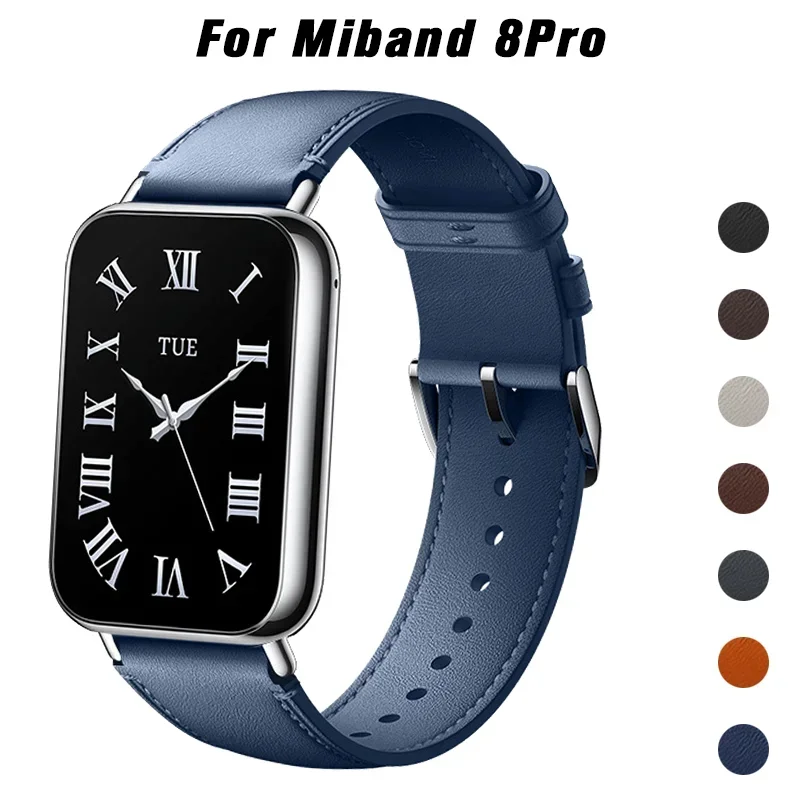 

Original Leather Strap for Xiaomi Band 8 Pro Band Metal Connectors Wristband for MiBand 8pro Bracelet Replacement Accessories