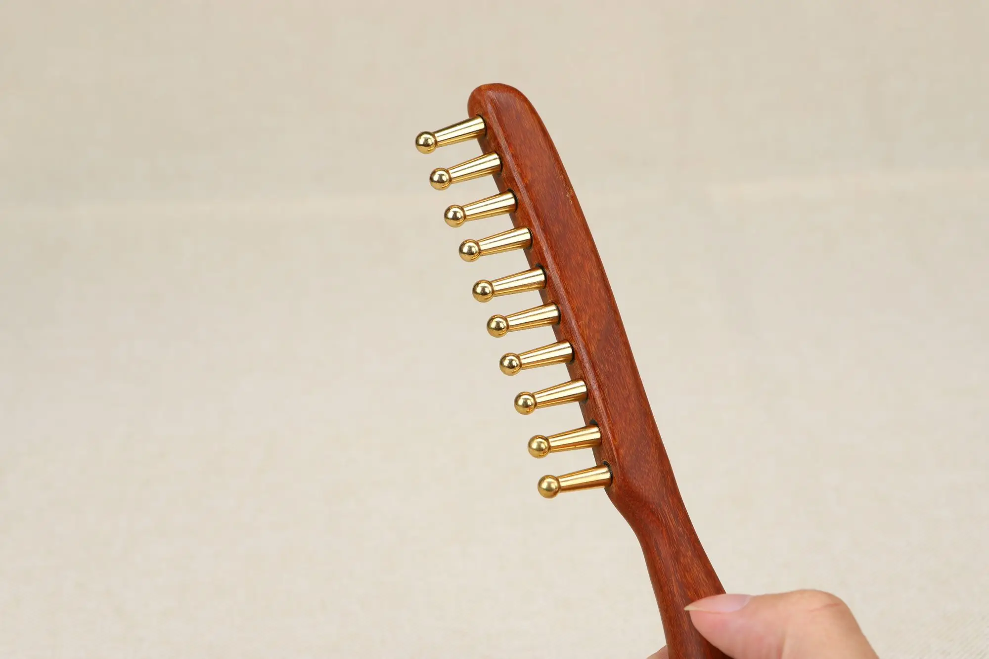 Head meridians massage comb copper wood meridians comb needling Guasha scalp relax  Tools