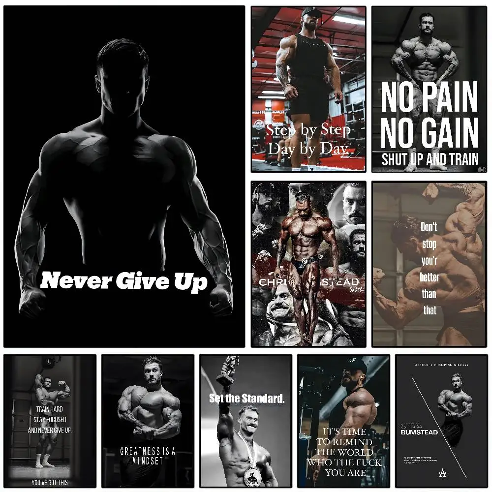 Chris Bumstead Bodybuilder Fitness Motivational Quotes Poster Art with prints Home bedroom living room decoration gift