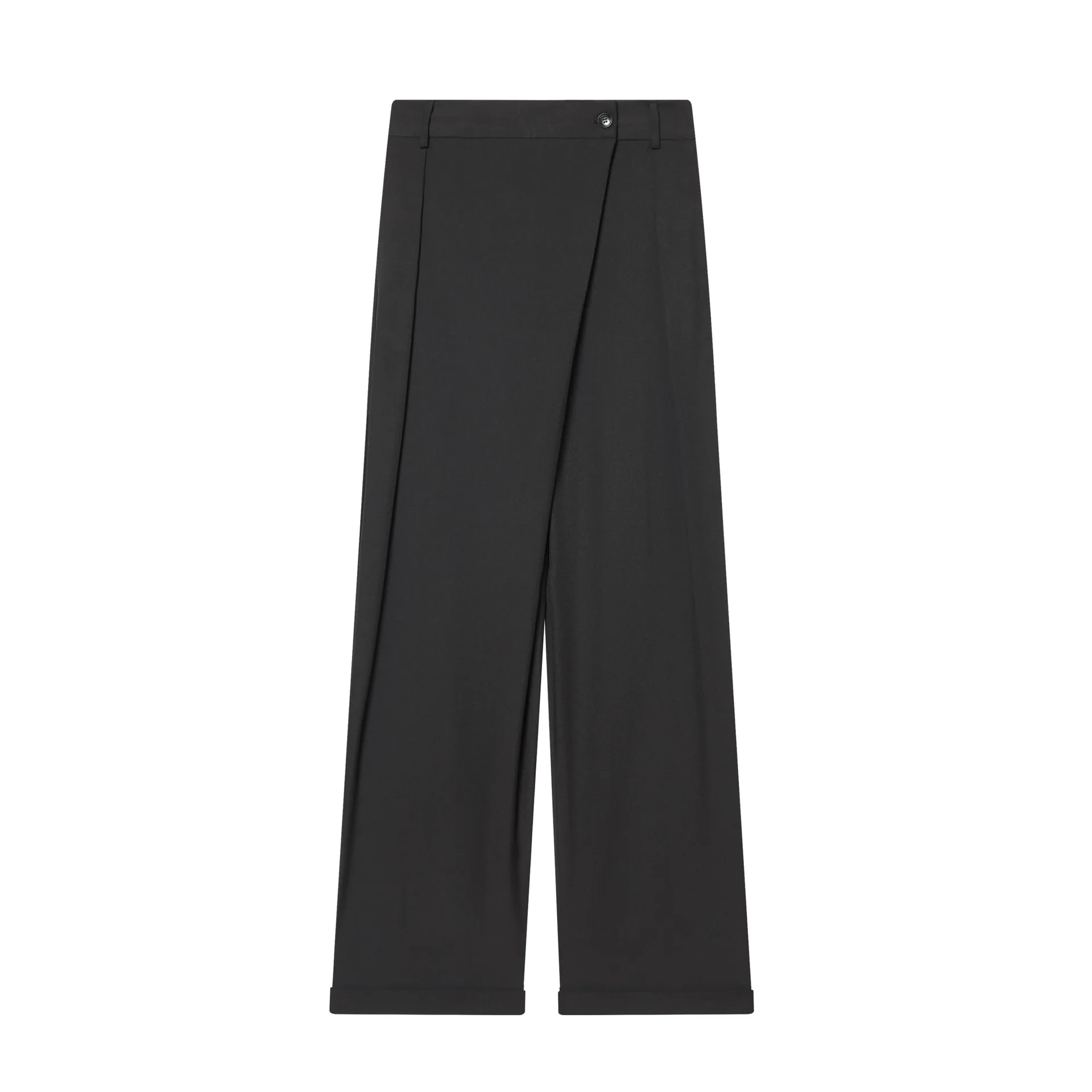 Fashionable Casual High Waist Buttoned Asymmetric Waist Long Pants Women's Cross-Border Organic Cotton Straight Leg Pants