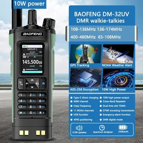 BAOFENG DM32 워키토키 DMR GPS 프로그래밍 멀티 밴드 무선 복사 주파수, C타입 UV32 햄, 양방향 Ra, 10W, 신제품