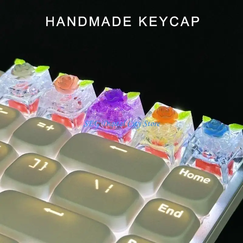 

U75B Mechanical Keyboards Camellias Resins Keycap Flower Pattern ESC OEM Height Flower Keycaps