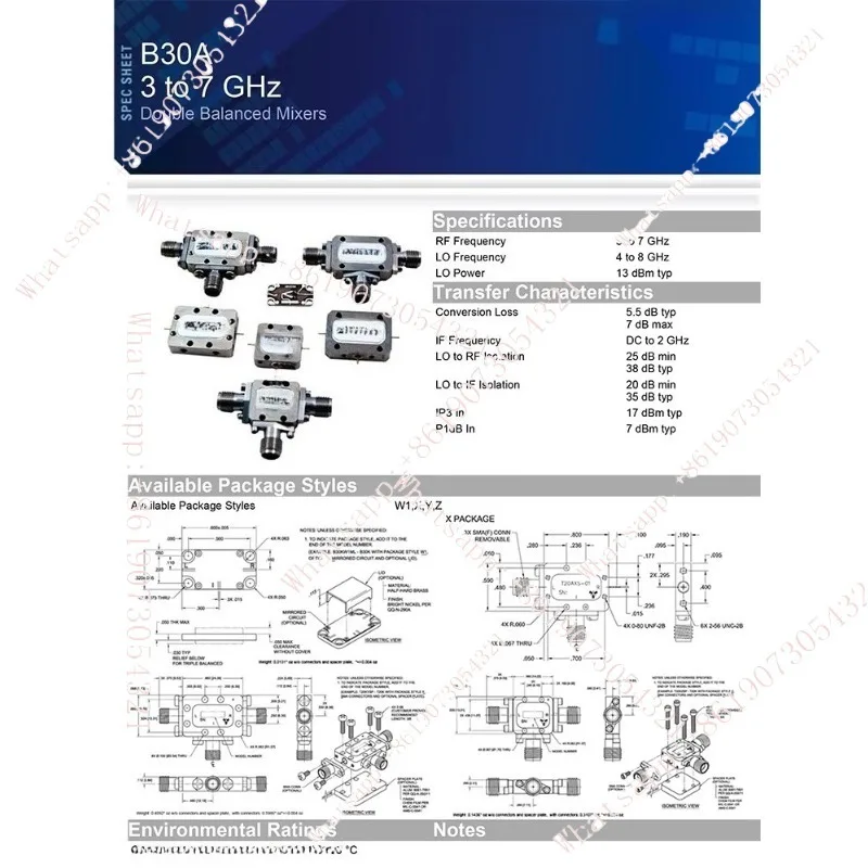 B30AXS 3-7GHzRF Microwave Dual Balanced Mixer
