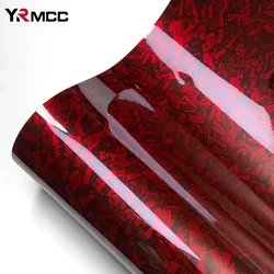 Film en Fibre de Carbone Forgé Rouge et Brcorporelle pour Carrosserie de Voiture, Vinyle Rond, Autocollant, Accessoires Automobiles, 150cm