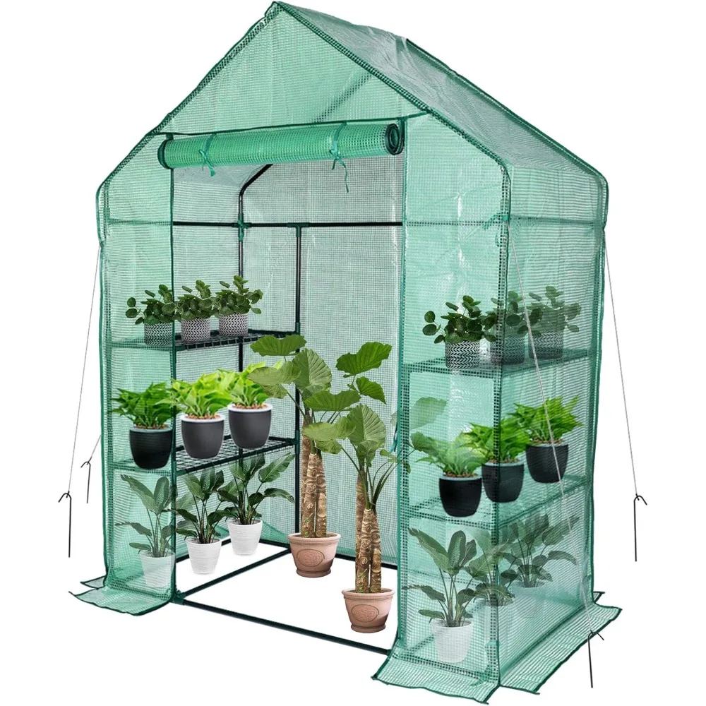 

Small Greenhouse for Outdoors,56 x 30 x 76''Mini Walk in Green House, Portable Greenhouse with Roll-up Zipper Entry Door and Anc