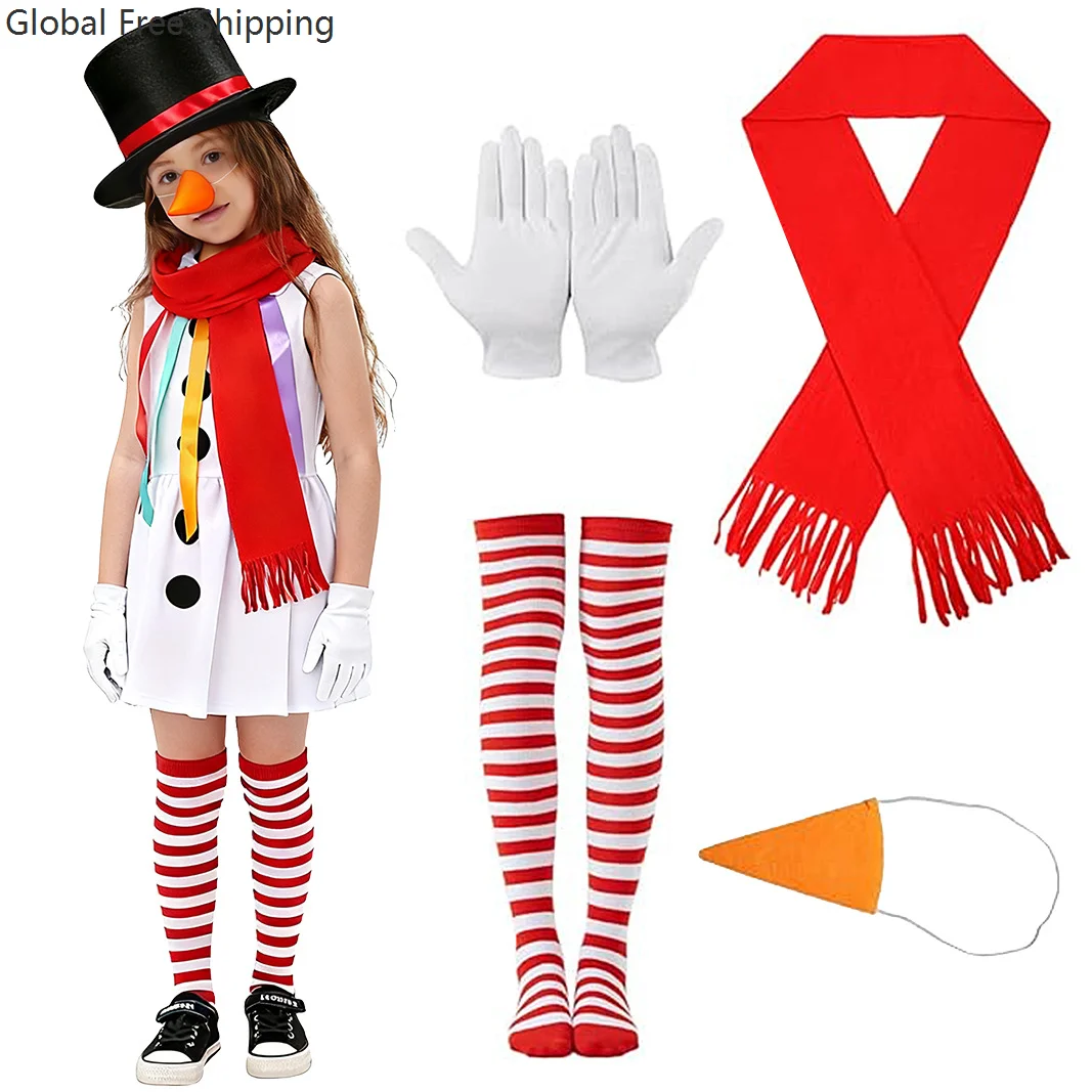 

Christmas Snowman Dress Costume Children Girls Cute Snow Tree Treasure Role Play Ribbon Skirt School Party Performance Dress Up