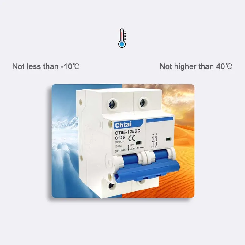 DC MCB CT65-125 Mini Circuit Breaker 1P 2P 80-125A 500V/1000V for Solar Energy Photovoltaic Protection air protect device