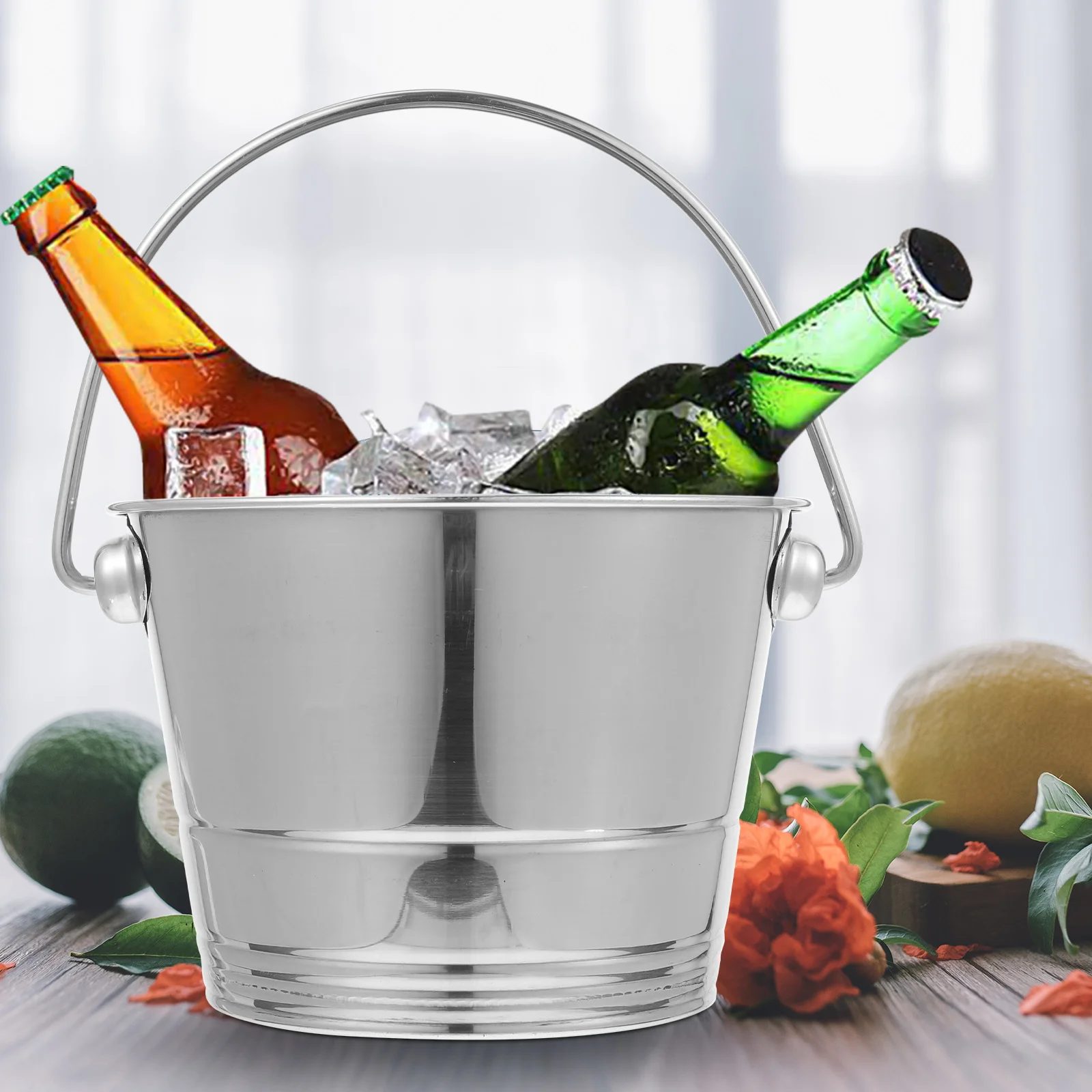 

2Pcs StainlessSteelIceBucket WineCooler Silver Multifunctional Storage Beer Party Bar KTV Restaurant Home