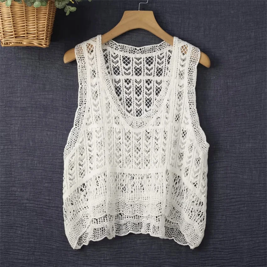 

Новинка 2026: Модный женский кружевной жилет, однотонный, с V-образным вырезом, вязаный, больших размеров, без рукавов, укороченный, WZ2547