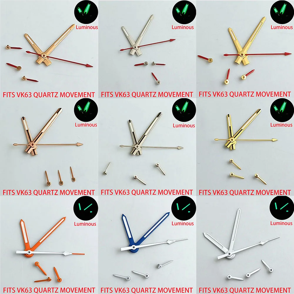Watch Hands Fits VK63 VK63A Quartz Movement Hands Green Luminous
