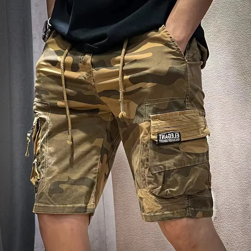 Nowi mężczyźni letnie bawełniane szorty Cargo kamuflażowe mężczyźni odzież Casual bryczesy bermudy plażowe spodenki do biegania męskie gorące Dropshipping